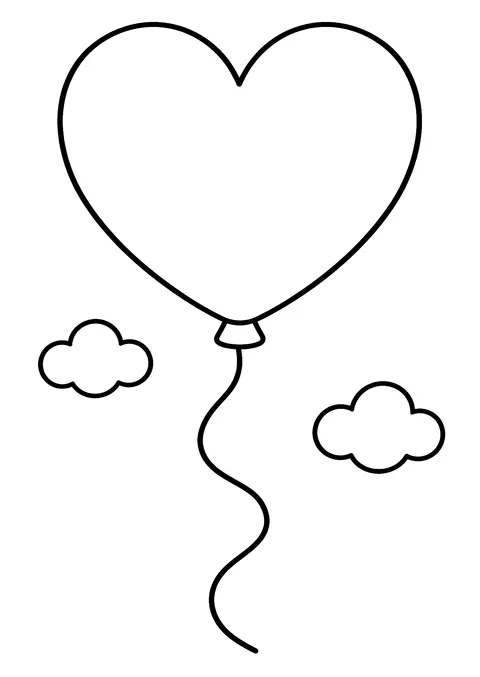Hearts coloring page: Heart Balloon