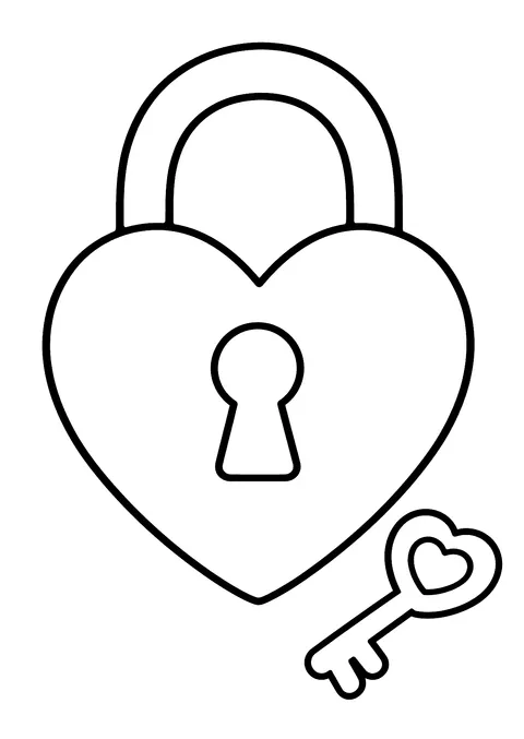 Hearts coloring page: Heart Padlock