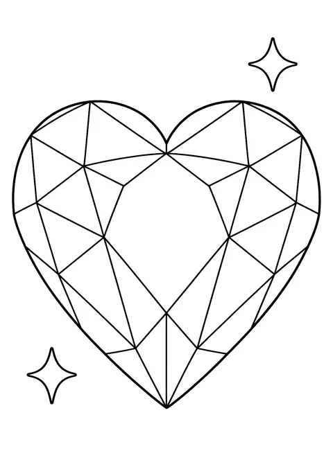 Hearts coloring page: Gem Heart