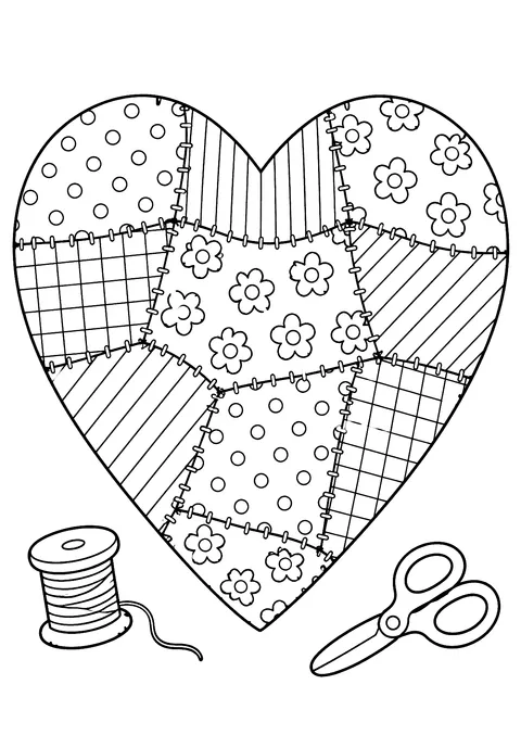 Hearts coloring page: Patchwork Heart