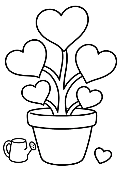 Hearts coloring page: Heart-Shaped Plant