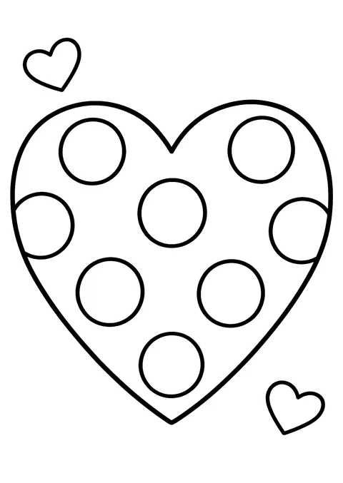 Hearts coloring page: Polka-Dot Heart