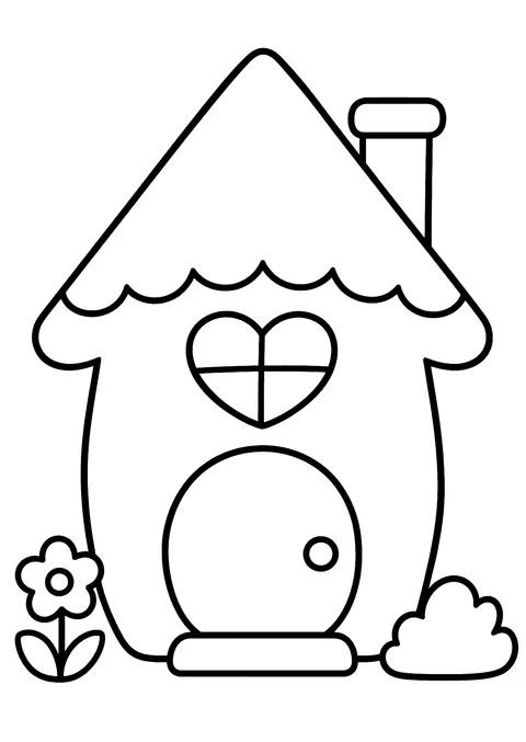 Hearts coloring page: House with a Heart Window