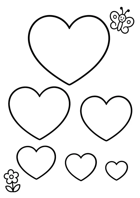 Hearts coloring page: Hearts of Every Size