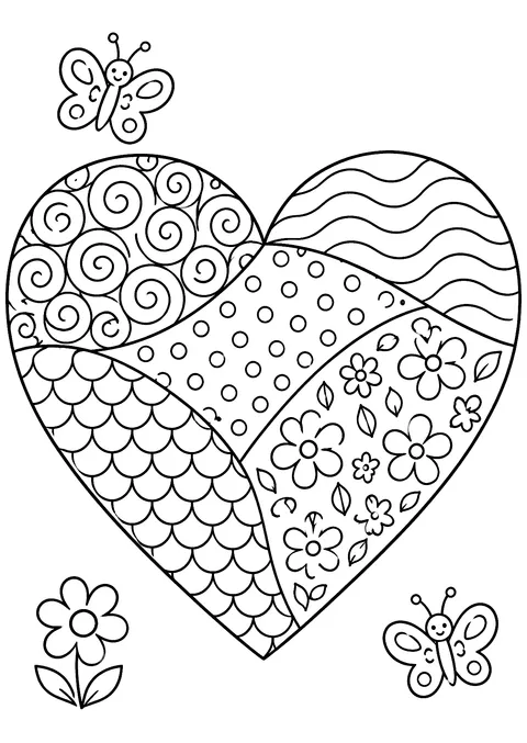 Valentine's Day coloring page: Zentangle Heart