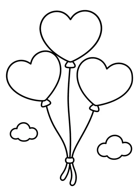 Valentine's Day coloring page: Heart Balloons