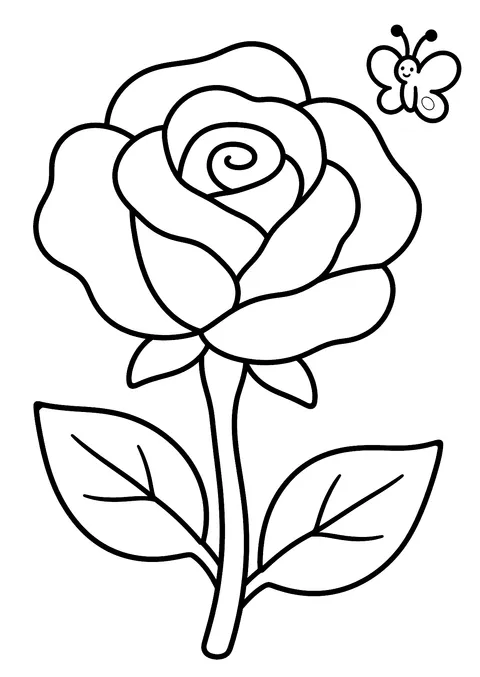 Valentine's Day coloring page: A Rose