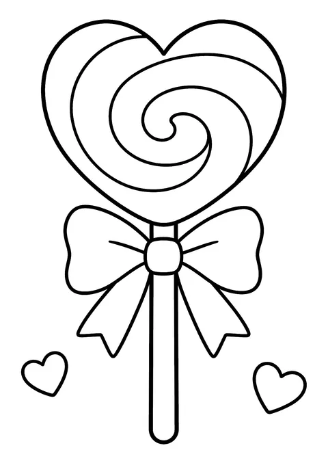 Valentine's Day coloring page: Heart Lollipop