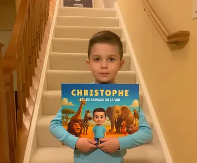 Enfant avec son livre personnalisé
