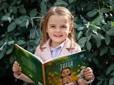 Enfant lisant son livre personnalisé