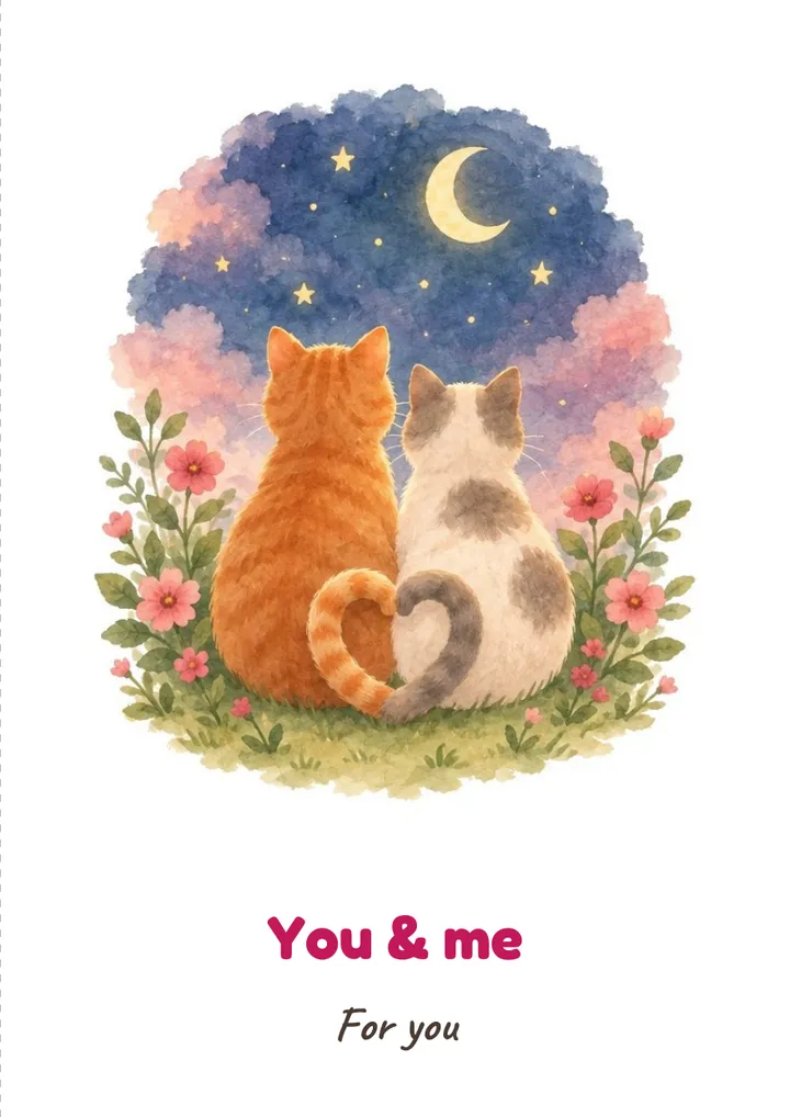 Printable: Cats Under the Moon