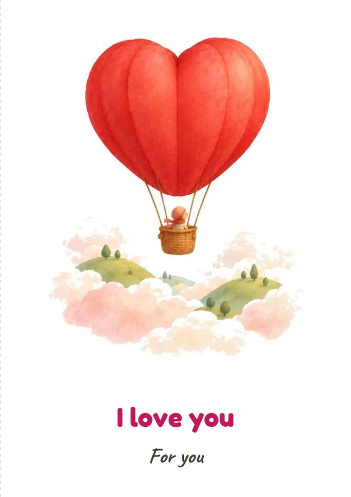 Printable: Heart Hot Air Balloon