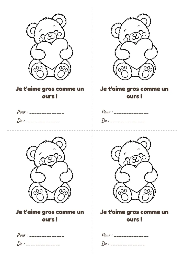À imprimer : L'ourson (à colorier)