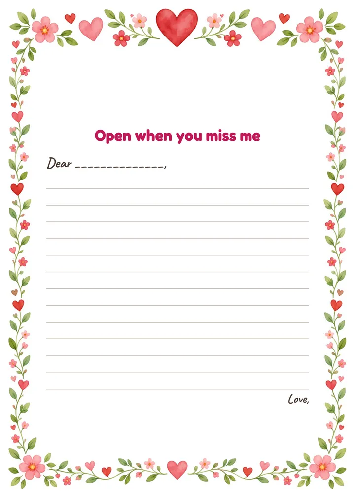 Printable: Hearts and Flowers