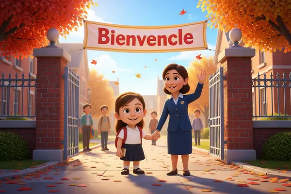 Illustration d'une page interne du livre personnalisé au sujet de École