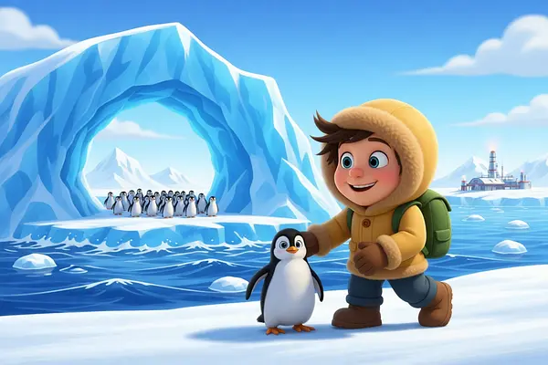 Ilustración de una página interna del libro personalizado sobre Aventureros polares