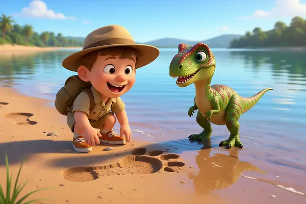 Internal page illustration of personalized book about Dinosaurs