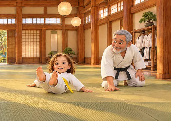 Ilustración de una página interna del libro personalizado sobre Judo