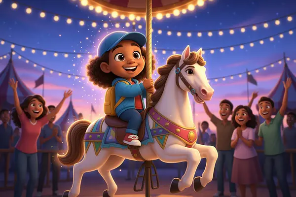 Ilustración de una página interna del libro personalizado sobre Parque de atracciones