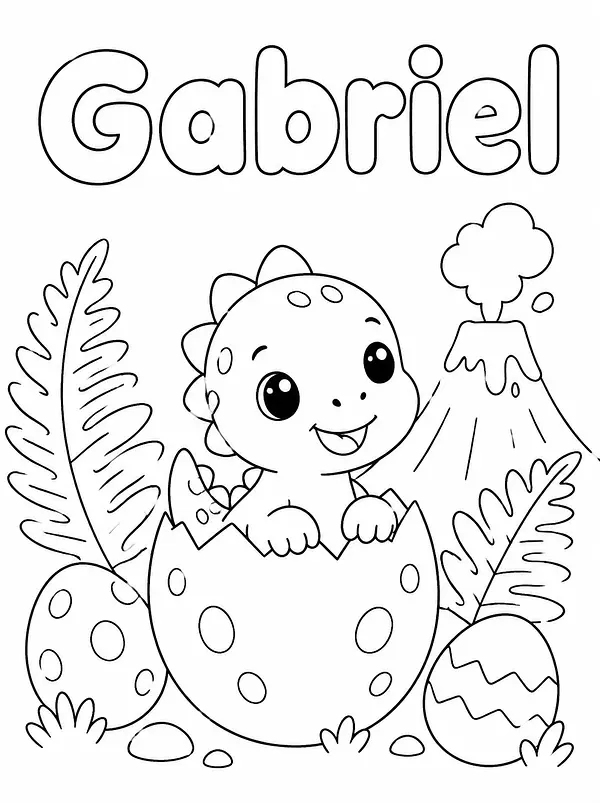 Coloriage Dinosaure personnalisé avec prénom, exemple 1