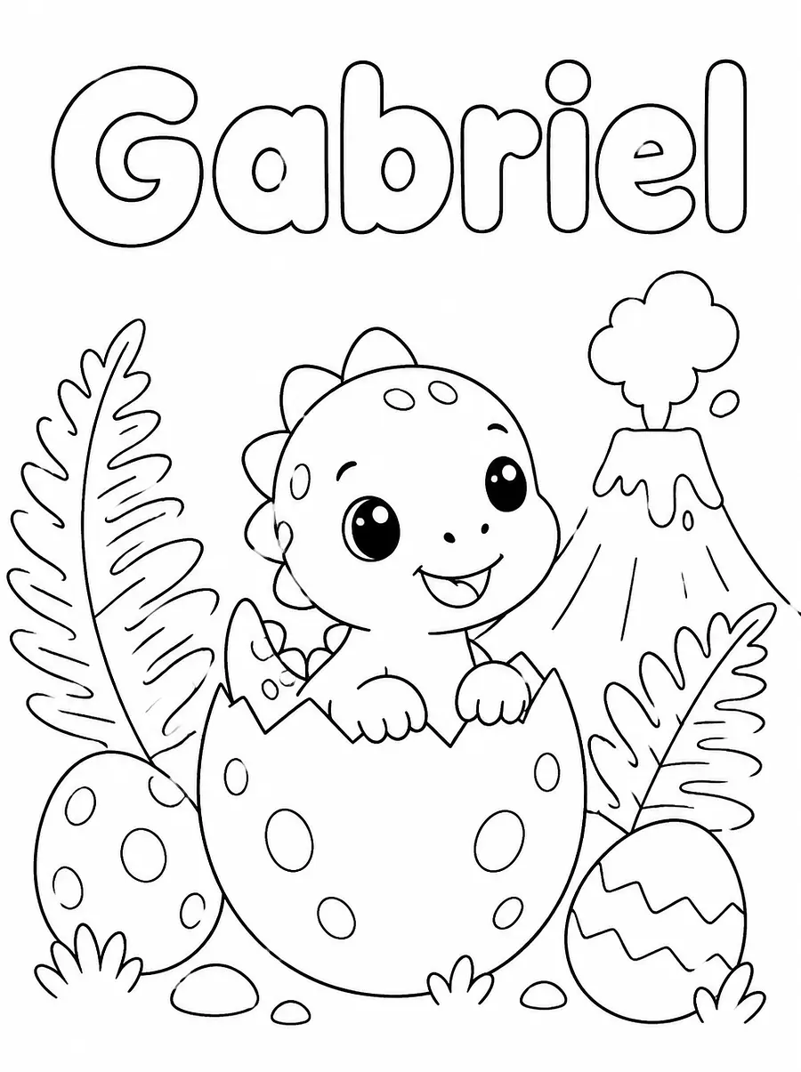 Dibujo de Dinosaure para colorear personalizado con nombre, ejemplo 1