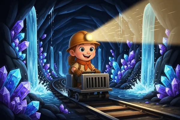 Internal page illustration of personalized book about Underground kingdom
