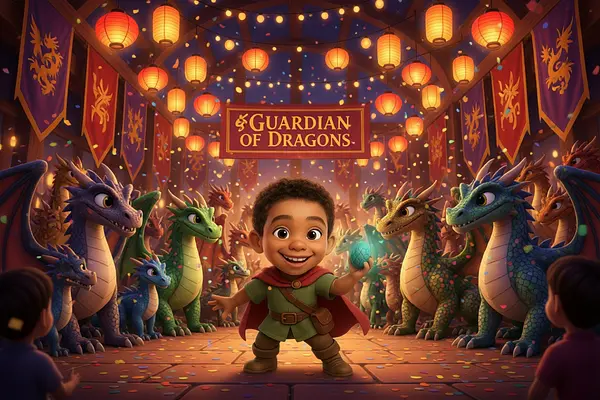 Internal page illustration of personalized book about Dragons
