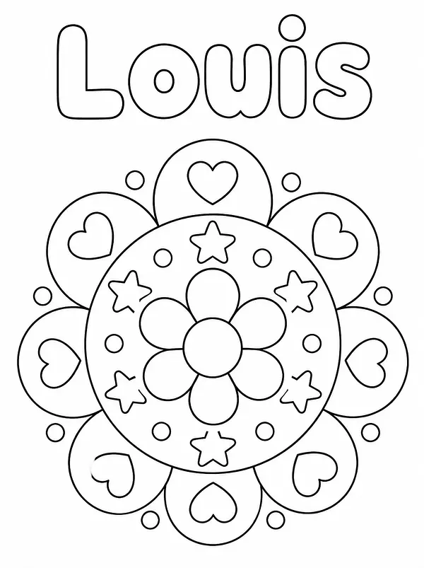 Dibujo de Mandala enfant para colorear personalizado con nombre, ejemplo 1