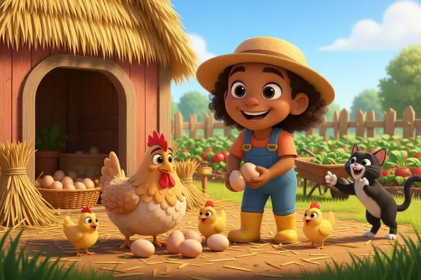 Ilustración de una página interna del libro personalizado sobre Animales de granja