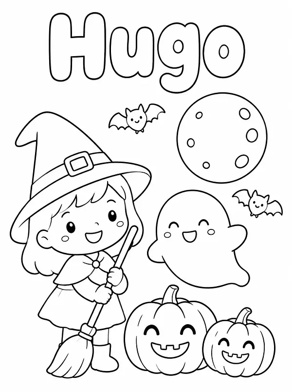 Coloriage Halloween personnalisé avec prénom, exemple 1