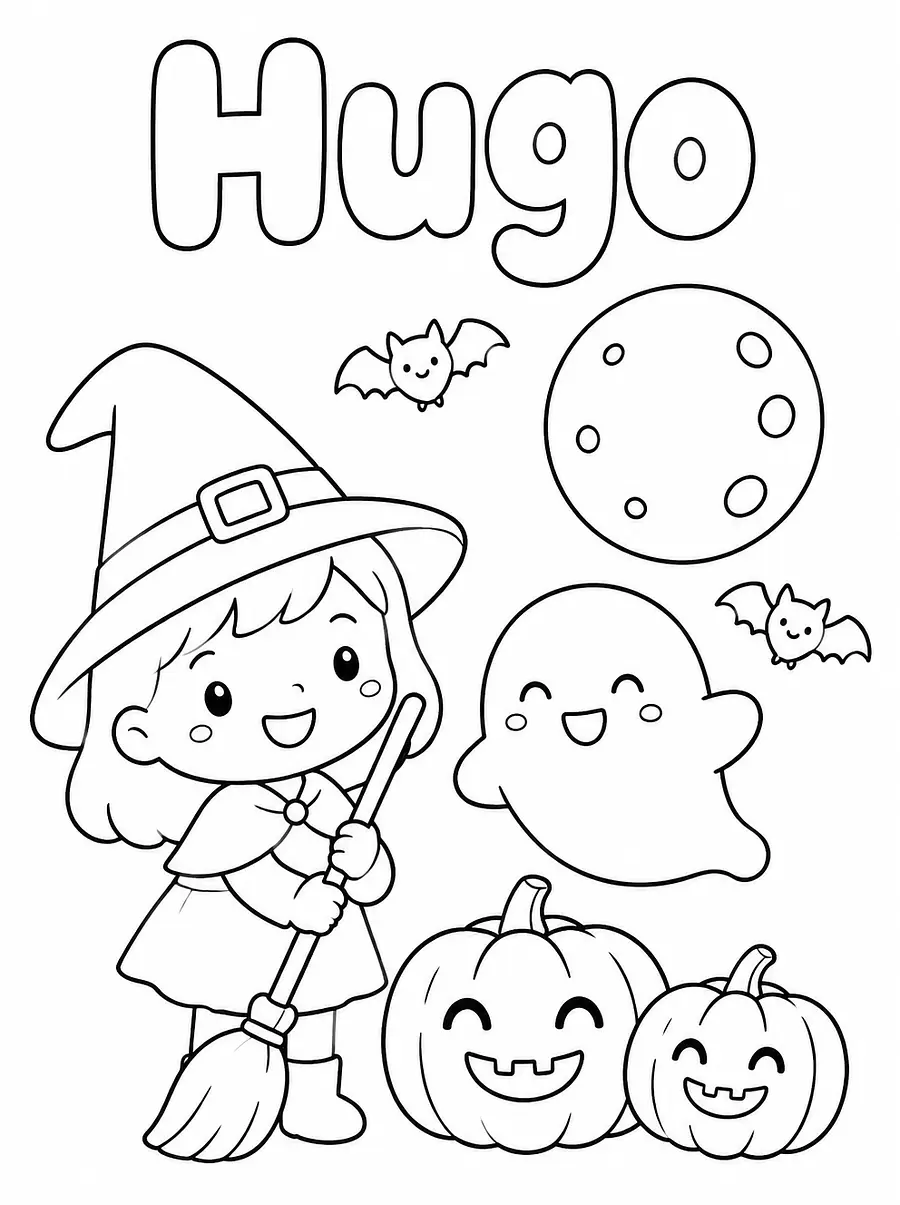 Personalized Halloween coloring page with a name, example 1