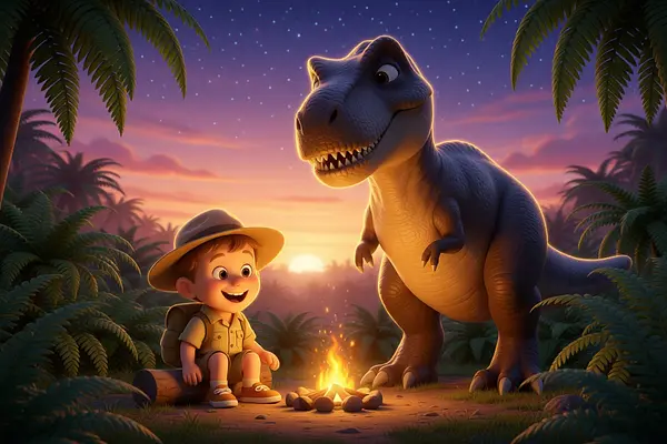 Illustration einer Innenseite des personalisierten Buches zum Thema Dinosaurier