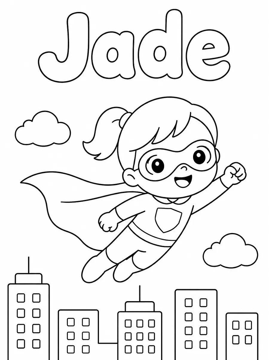 Coloriage Super-héros personnalisé avec prénom, exemple 2