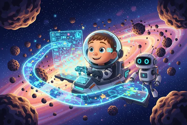 Internal page illustration of personalized book about Space travel