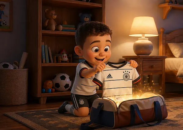 Illustration einer Innenseite des personalisierten Buches zum Thema Fußball