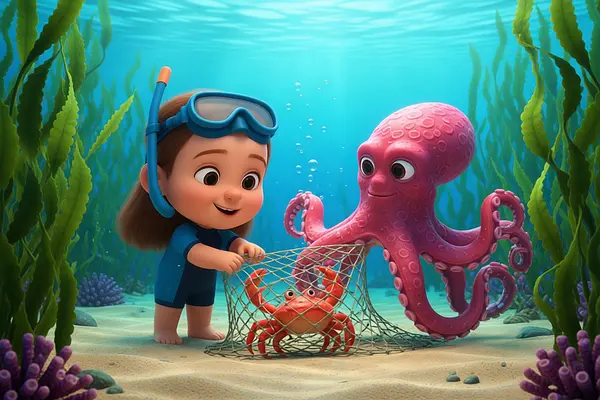 Internal page illustration of personalized book about Marine animals