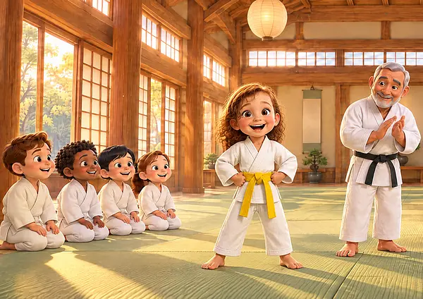 Illustration d'une page interne du livre personnalisé au sujet de Judo