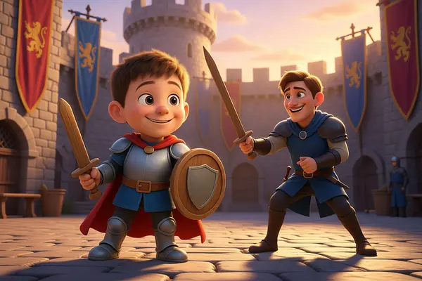 Illustration d'une page interne du livre personnalisé au sujet de Chevaliers