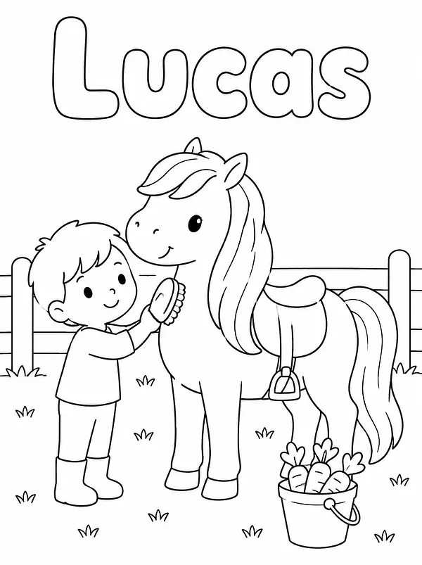 Personalized Horses and ponies coloring page with a name, example 1