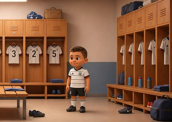 Illustration einer Innenseite des personalisierten Buches zum Thema Fußball
