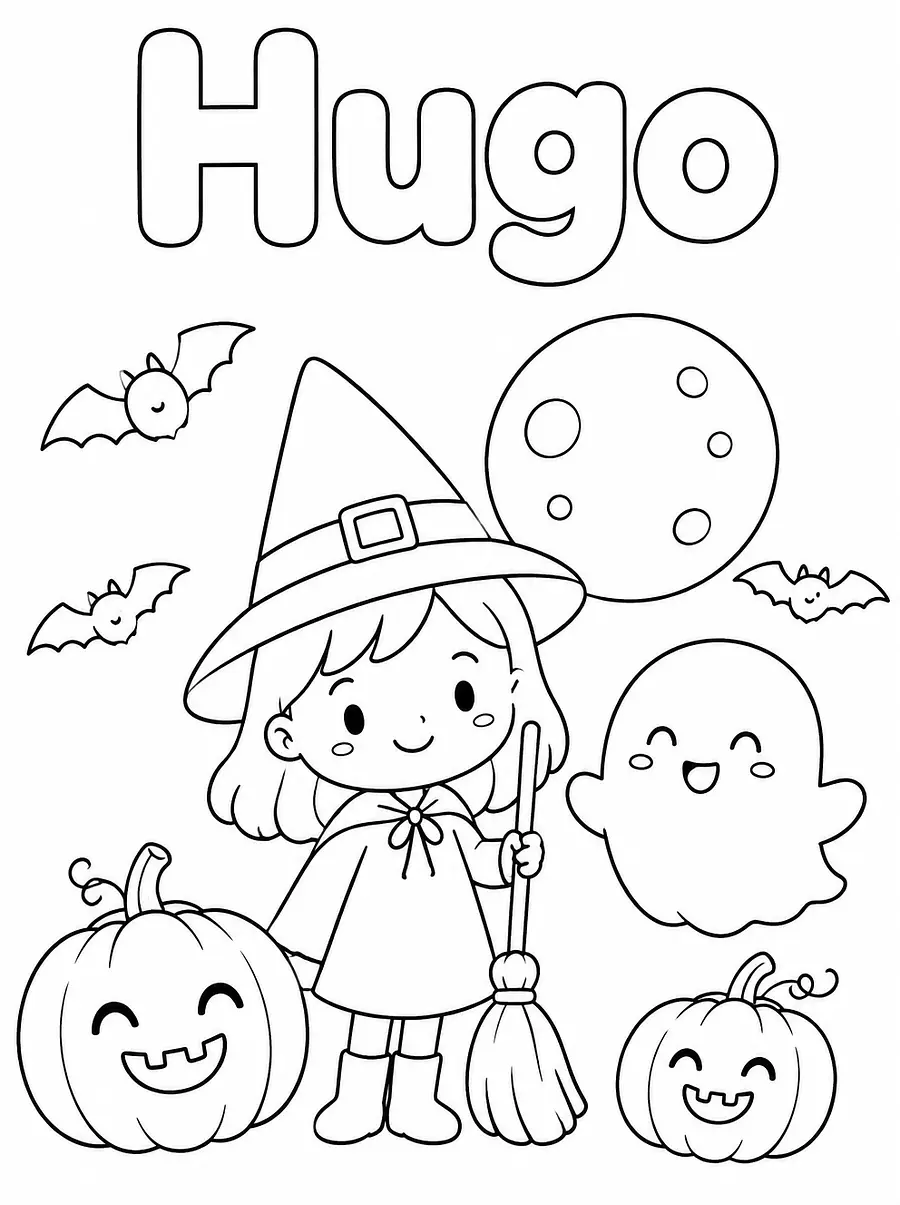 Personalized Halloween coloring page with a name, example 2