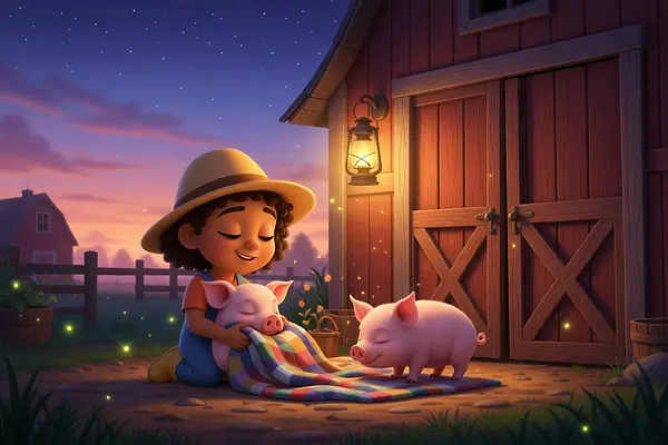 Internal page illustration of personalized book about Farm animals