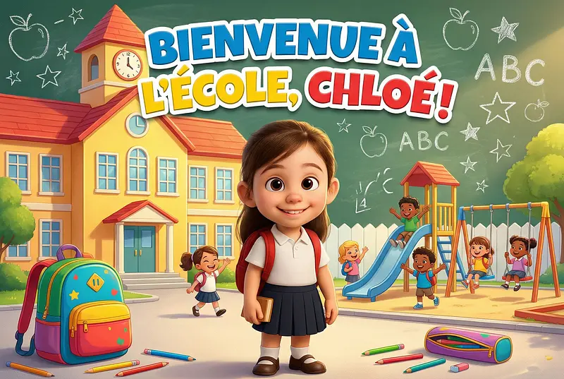 Personalized book cover on theme School