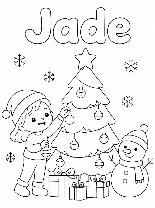 Coloriage Noël personnalisé avec prénom, exemple 1