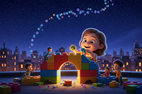 Illustration d'une page interne du livre personnalisé au sujet de Monde des jouets