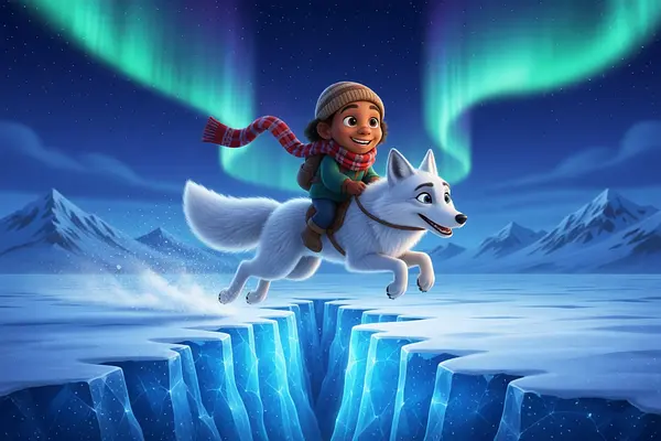 Illustration d'une page interne du livre personnalisé au sujet de Royaume des glaces