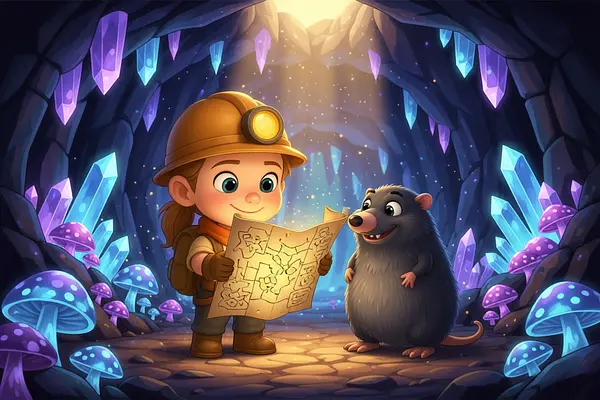 Internal page illustration of personalized book about Underground kingdom