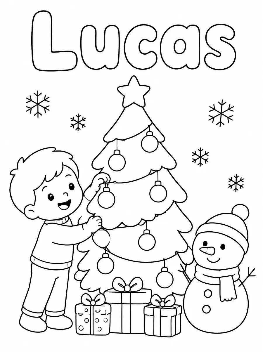 Disegno Noël da colorare personalizzato con nome, esempio 2
