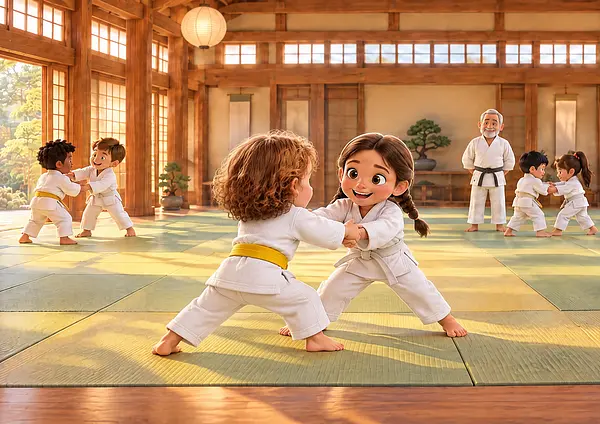 Internal page illustration of personalized book about Judo