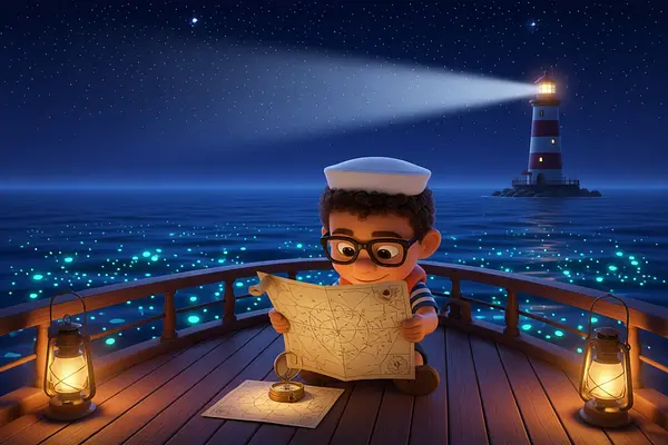 Ilustración de una página interna del libro personalizado sobre Viaje en barco